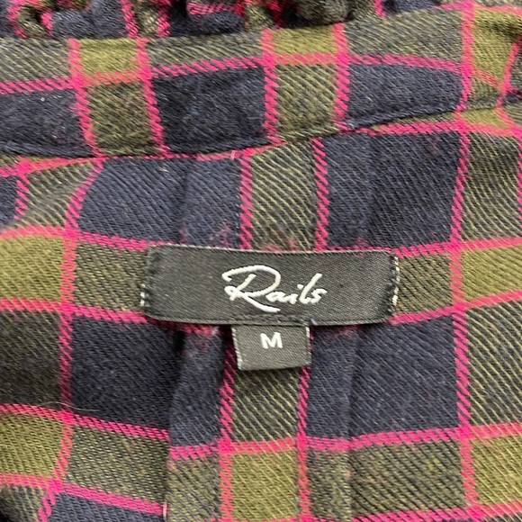 Rails Andi Navy Olive Fuchsia Plaid Button Down Long Sleeve Soft Flannel Shirt - Picture 11 of 13